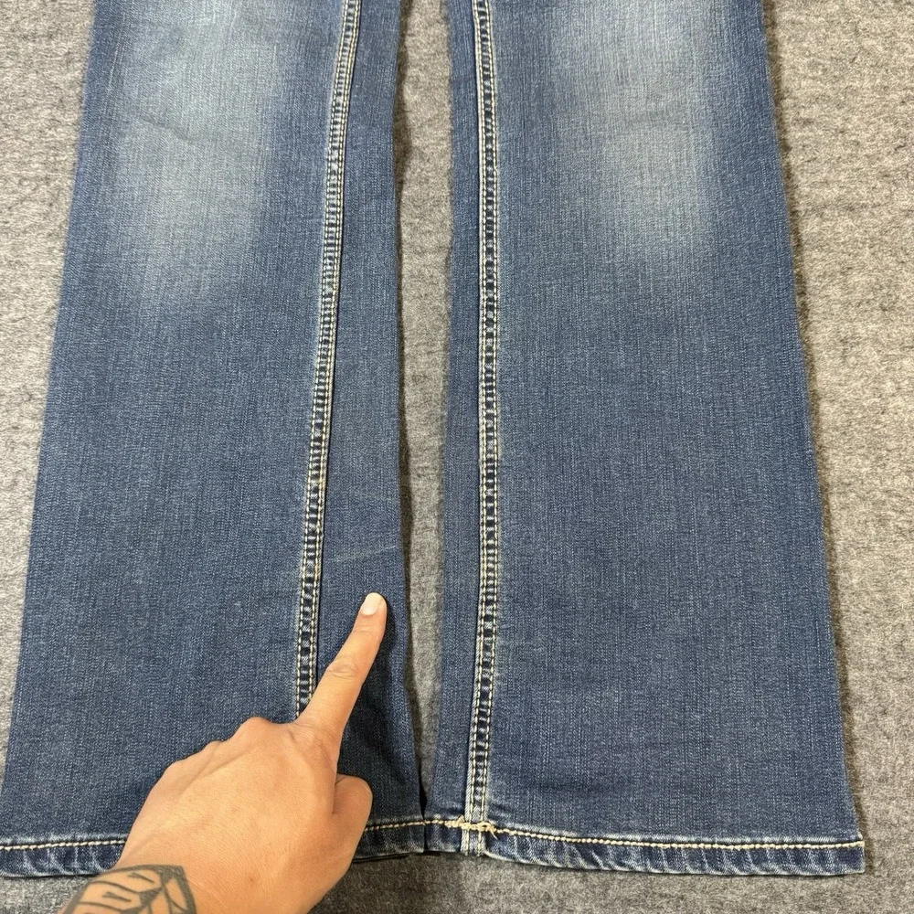 VTG Y2K Wrangler Womens Embroidered Boot Cut Jeans Size 7/8 x 32 Retro Grunge